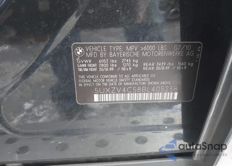 2011 BMW X5 xDrive35I/xDrive35I Premium/xDrive35I Sport Activity from USA, damaged, VIN 5UXZV4C58BL405238